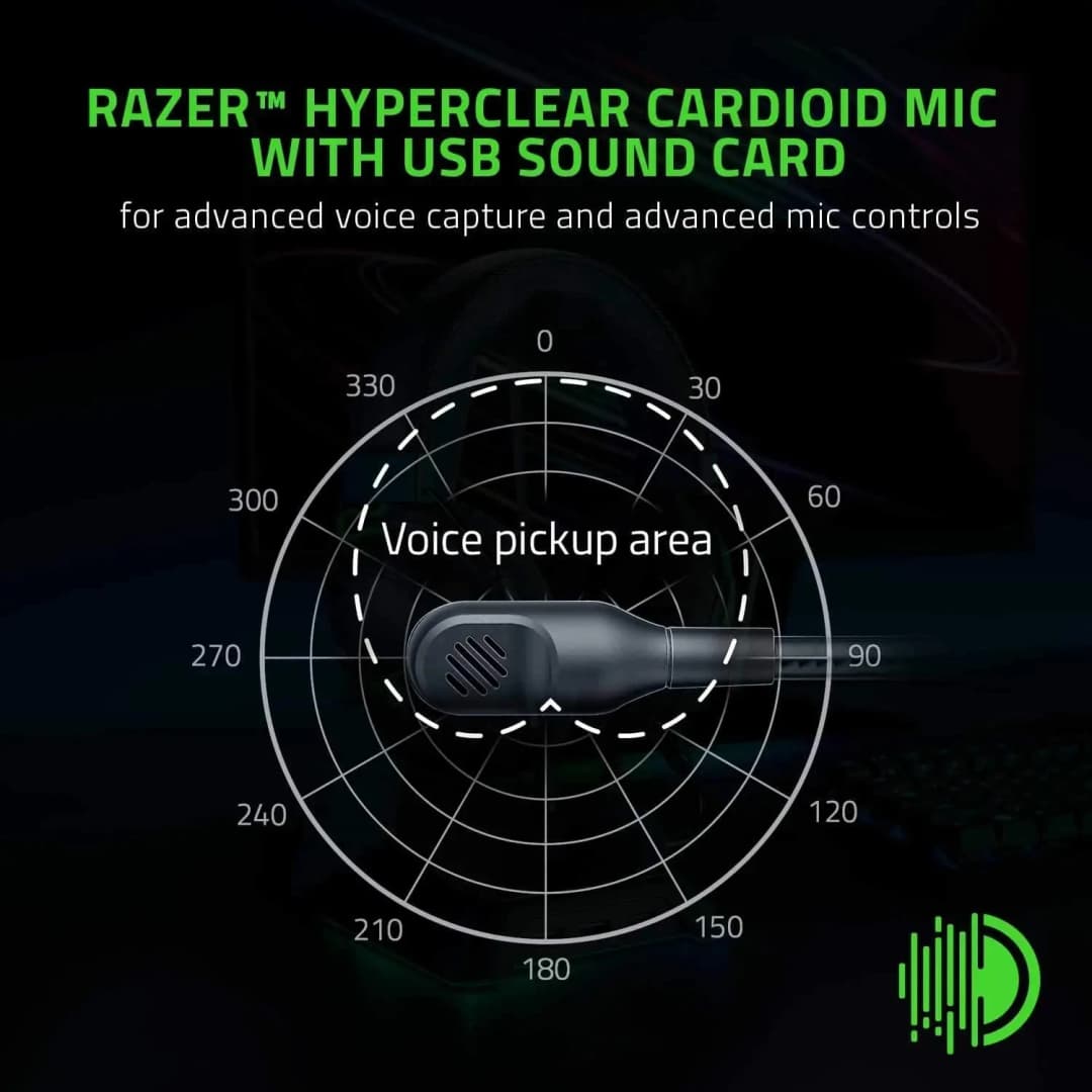 سماعات رأس للألعاب مزودة ببطاقة صوت USB من Razer BlackShark V2 مع ميكروفون سلكي مثبت على الرأس وتقليل الضوضاء السلبي وضبط EQ - 6