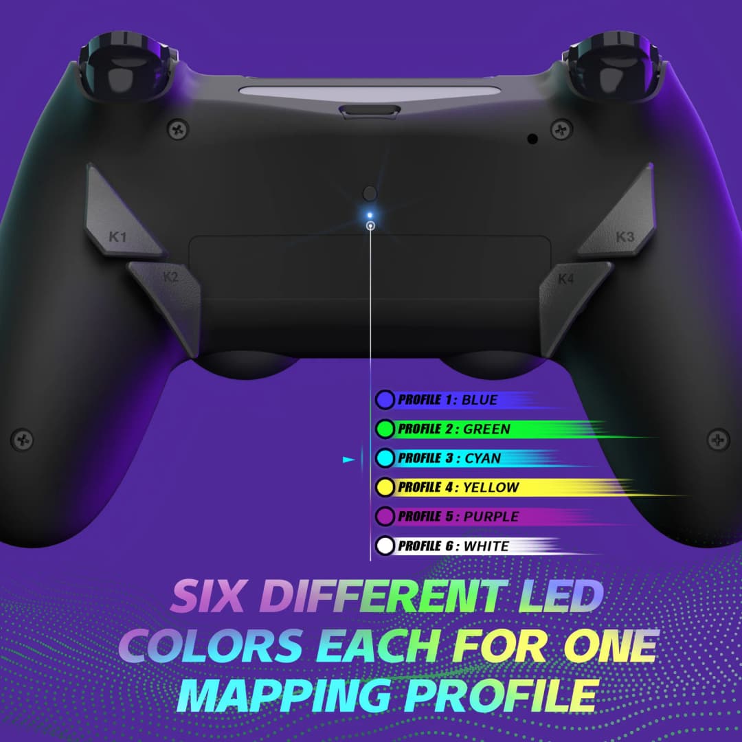 مجموعة إعادة تعيين eXtremeRate Dawn إصدار Type-C ليد تحكم PS4 Slim Pro JDM-040/050/055 مع ملفات تعريف الخرائط، غطاء خلفي وأزرار - 4