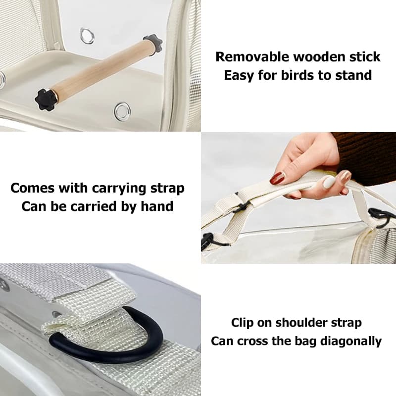 Portable Bird Travel Bag With Stand & Removable straps Breathable design Suitable for Small Pets and Birds Parrots Hamsters - 5