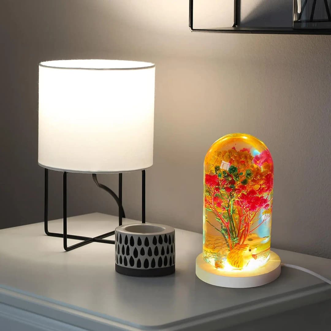 DIY Crystal Epoxy Resin Mold Led Night Light Ornament Spherical Lamp Holder Cylindrical Silicone Mold - 3