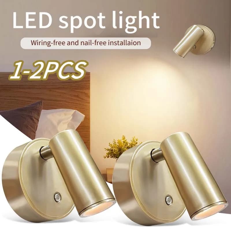 LED light magnetic type-C Rechargeable Touch Switch Wall Lights Spotlight Cordless Dimmable Bedroom Bedside Lamp Reading Light