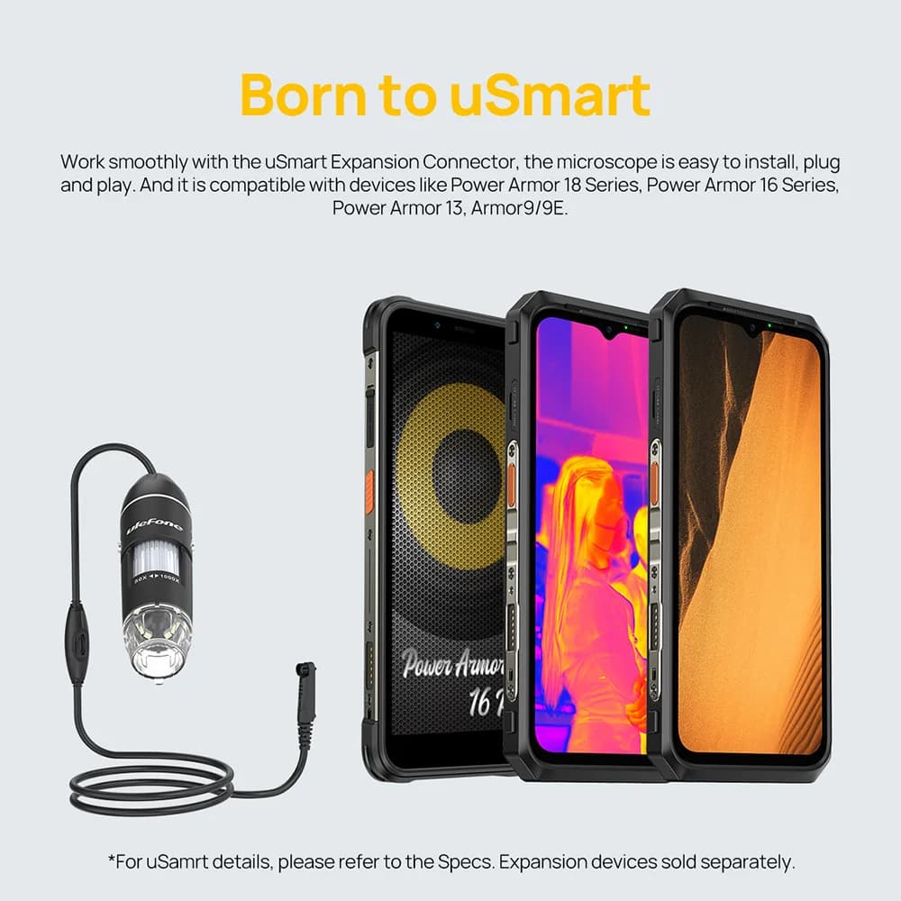 Ulefone 1000X Digital Microscope Camera 8 Adjustable LED Lights For Power Armor 18T , Power Armor 19，Power Armor 13，Armor 16 Pro - 3