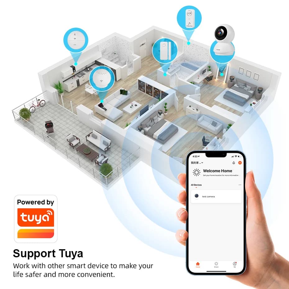كاميرا Fuers بدقة 5 ميجابكسل بتقنية WiFi، Tuya الذكية للمنزل، داخلية لاسلكية، كاميرا مراقبة IP مع كشف الذكاء الاصطناعي وتتبع تلقائي، مراقبة أمنية للرضع - 6