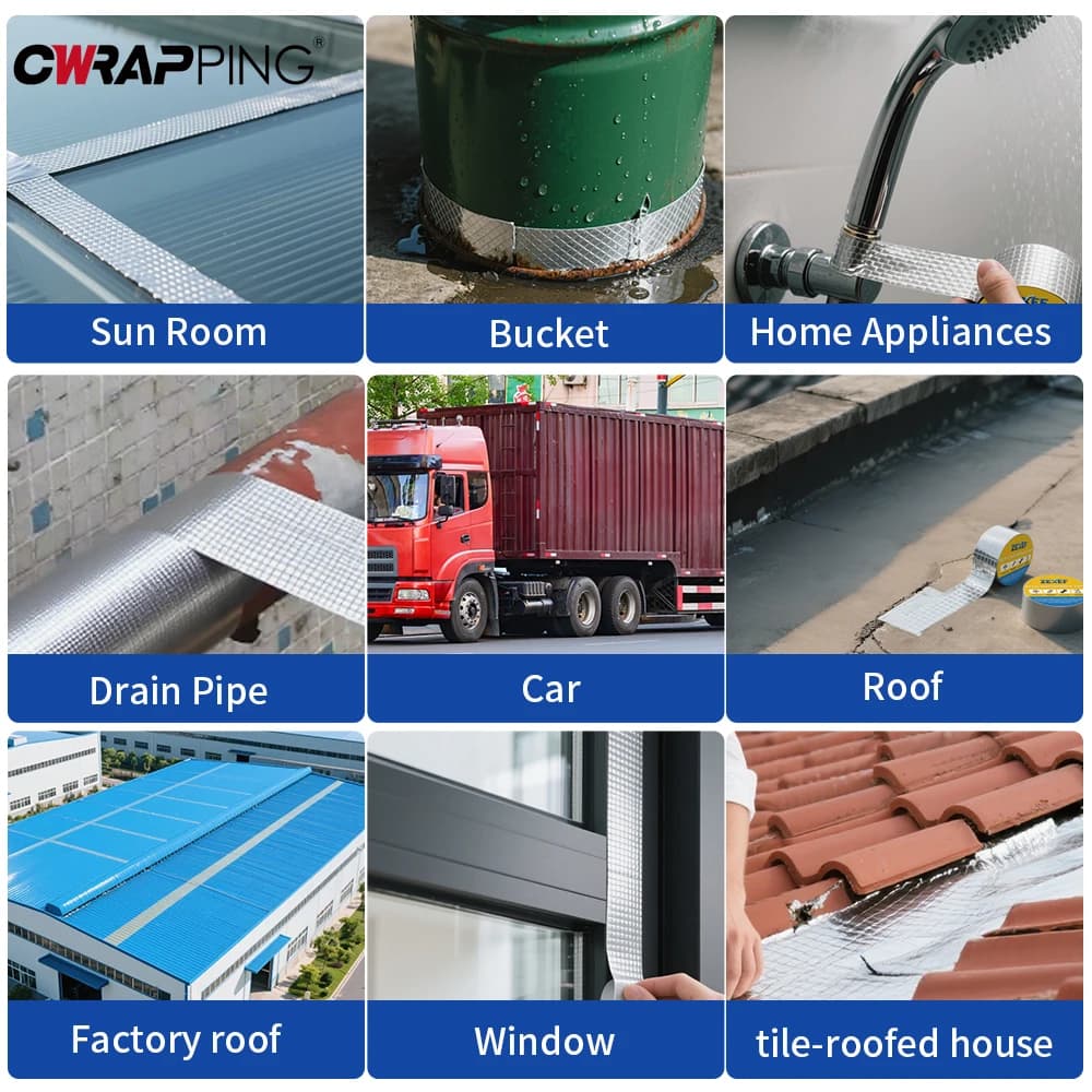 شريط بيوتيل مقاوم للماء لاصق قوي ملصق من رقائق الألومنيوم مقاوم لدرجات الحرارة العالية لإصلاح تسرب أنابيب السقف وشقوق القنوات - 5