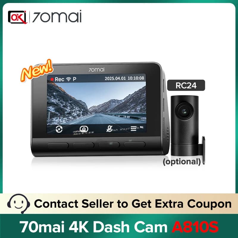 70mai 4K Dash Cam A810S Dual 4K+1080P STARVIS2 IMX678 HDR GPS ADAS 24H Parking Voice Car DVR Supercapacitor Buffered Recording