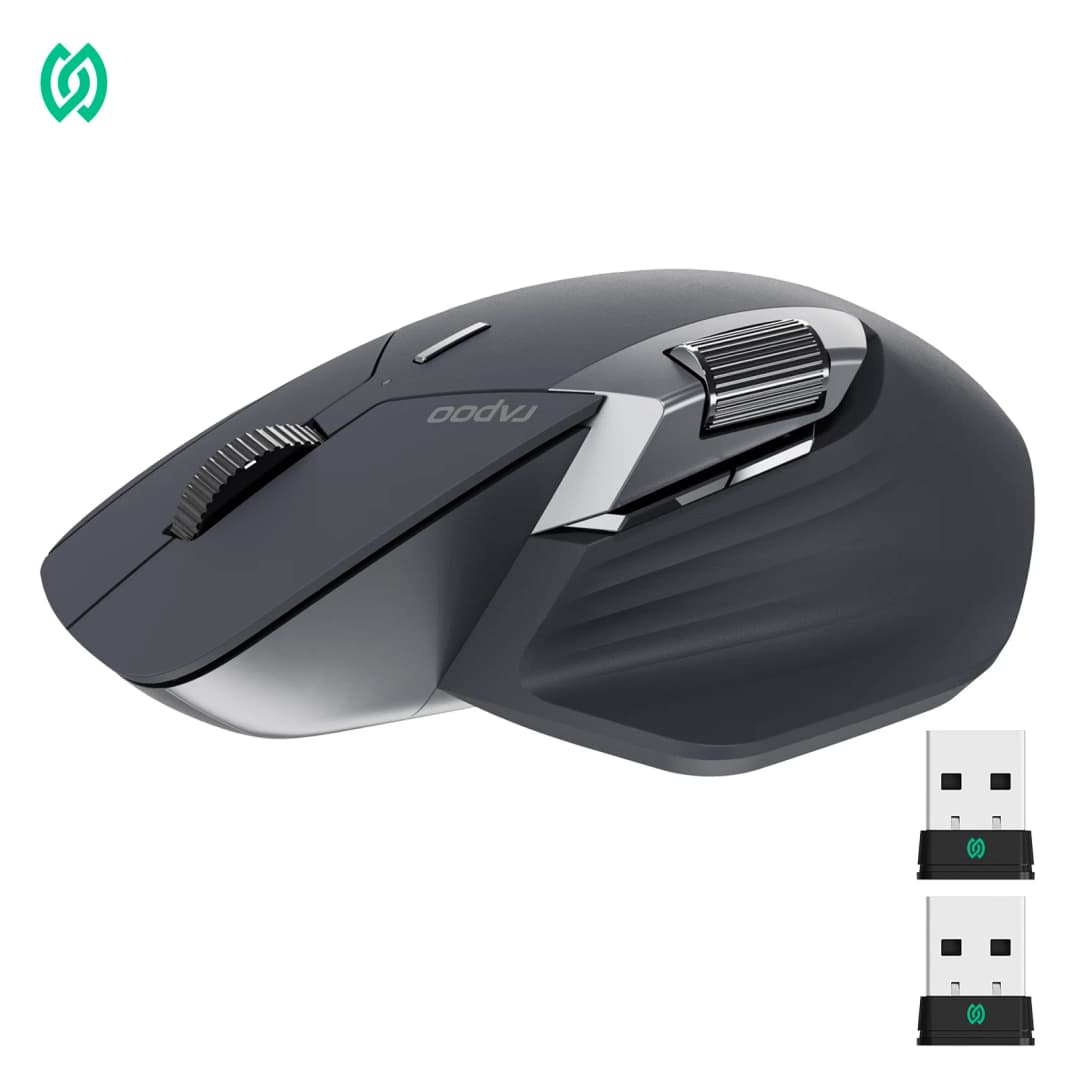 Rapoo MT760PRO Wireless Mouse NearLink + Bluetooth 5.0 Multi-Device 12000 DPI 2K Polling Rate Ergo for Work Gaming Quiet Clicks