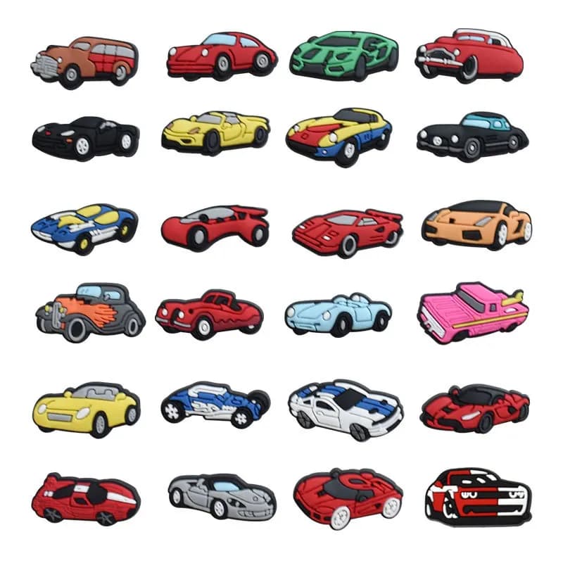 New 1Pcs  Fashion Cars Shoes Charms for Crocs DIY Badge Clogs Buckle Kids Pins Decoration Jeans Shoe Accessories X-mas Wholesale