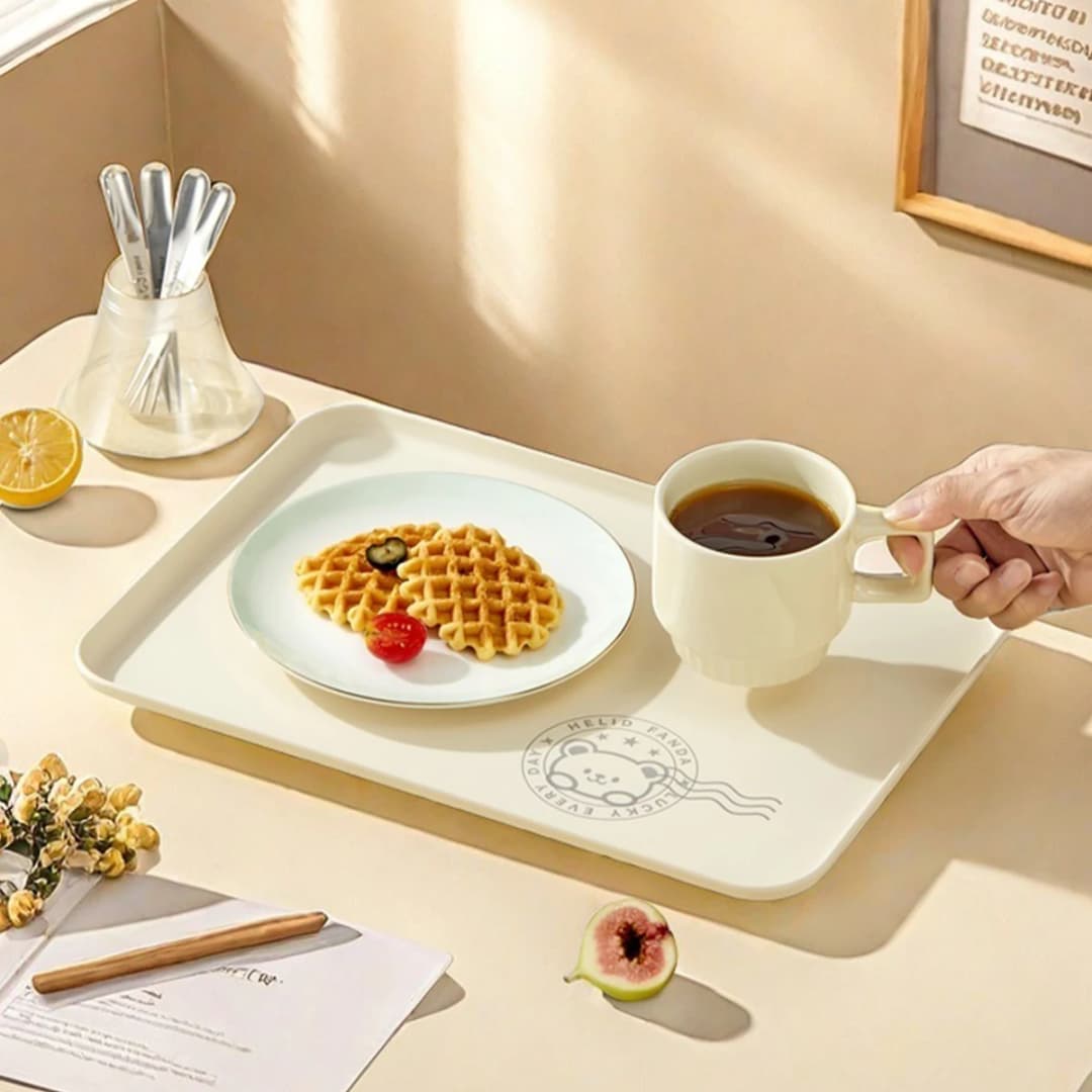 WORTHBUY Stackable Plastic Storage Tray Rectangular Fruit Dessert Tray  Large Capacity Food Serving Tray Kitchen Organizer - 4