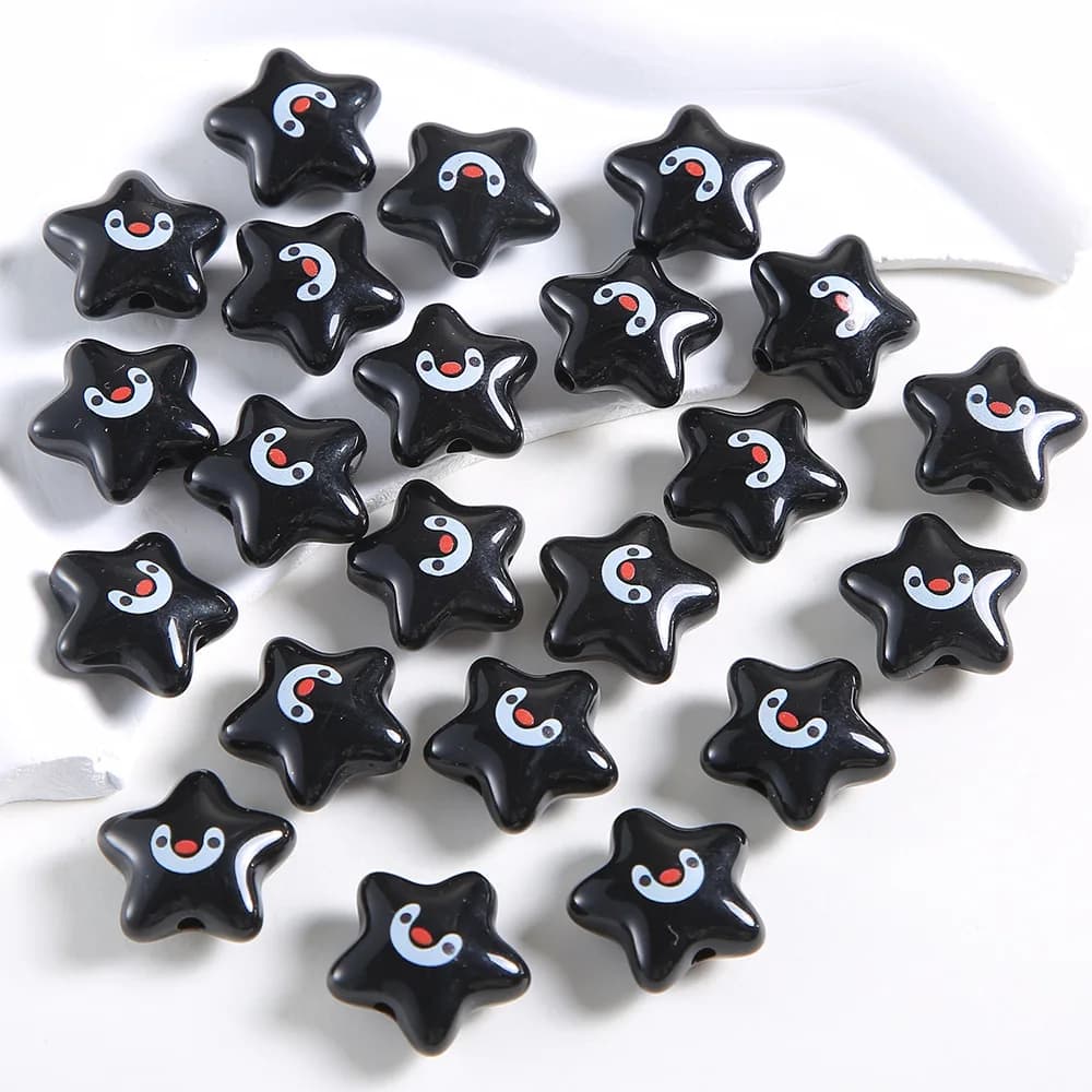 10Pcs 21MM Cute Cartoon Animal Star Acrylic Beads For Jewelry Making DIY Earrrings Bracelet Necklace Phone Chain Accessories - 5