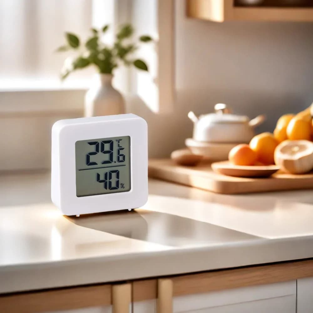 مقياس حرارة ورطوبة رقمي صغير للغرف مع شاشة LCD وحساس تثبيت على الحائط للاستخدام المنزلي - 2