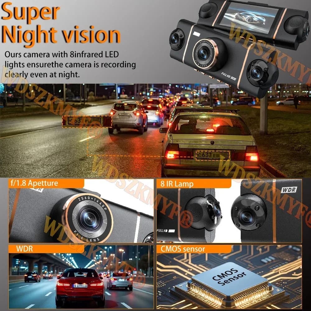 جديد كاميرا سيارة 4CH DVR بدقة UHD 4K و1080P مع واي فاي وتطبيق تسجيل فيديو 360 درجة مع رؤية أمامية وخلفية ليلية وصندوق أسود 4K - 5
