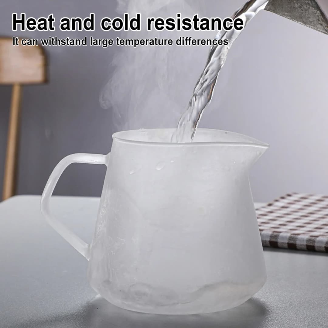 Glass Coffee Server with Handle For Pour Over Coffee & Tea - 300ml/600ml , Microwave Safe, Heatproof Thick Glass Body - 2