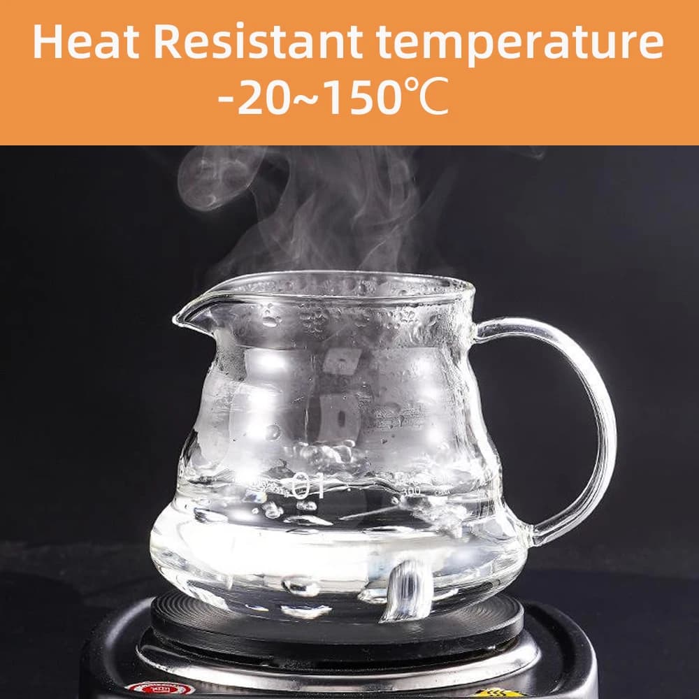 إبريق قهوة زجاجي 600 مل، إبريق قهوة خادم قهوة قياسي شفاف لصانع قهوة التنقيط - 3