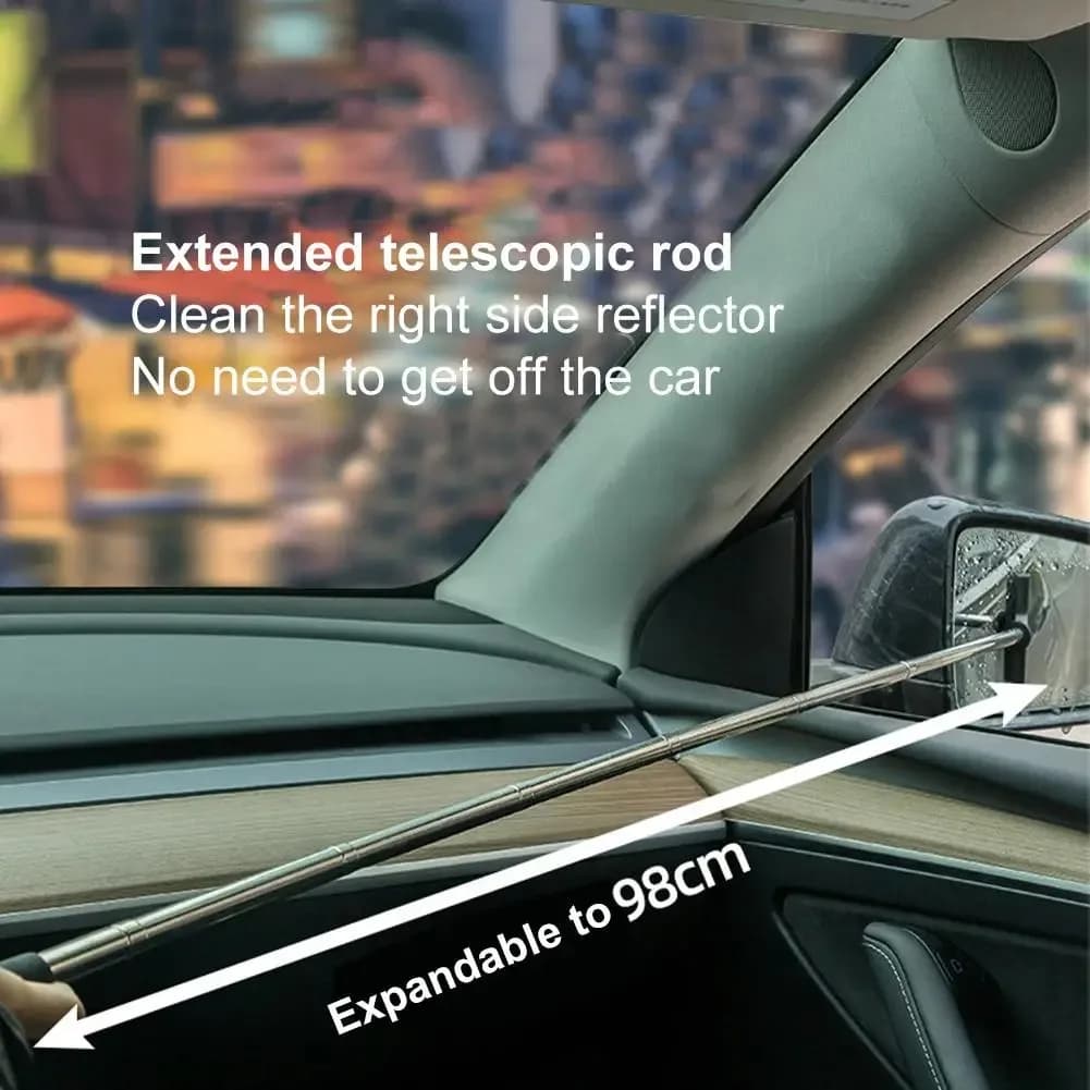Car Telescopic Rearview Mirror Squeegee Portable Rainy Side Wiper Car Tool Glass Cleaning Handheld Mirror Window - 3