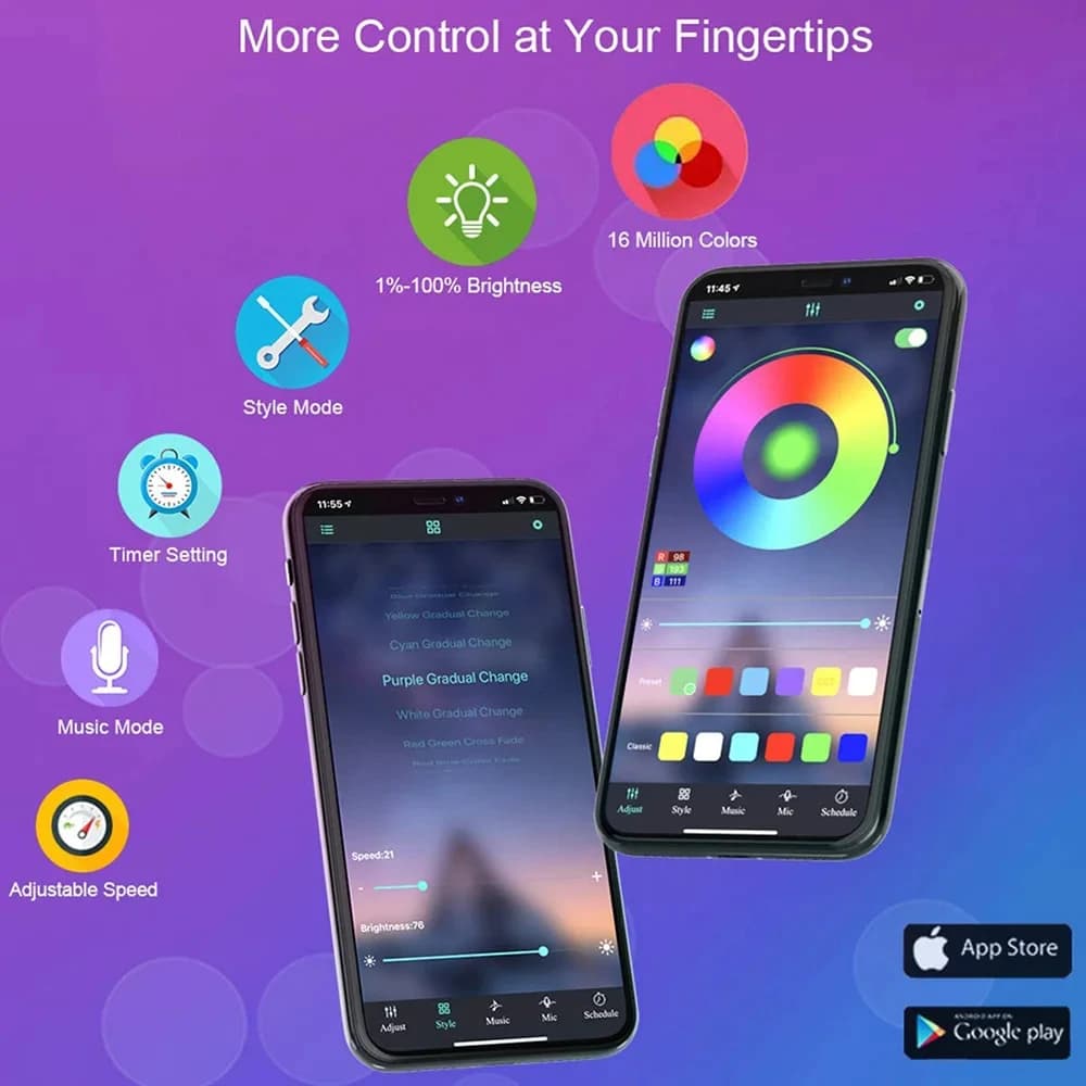 أضواء شريط ليد بلوتوث ذكية SMD 5050 تحكم عن بعد بالتطبيق شريط مرن دايود مصباح إضاءة خلفية للتلفزيون ديكور غرفة الألعاب والمنزل - 5