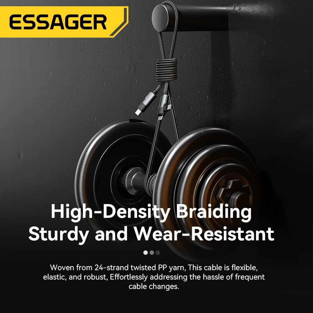 Essager PD 65W Max 2 in 1 Type C to Type C and Lightning For Samsung Xiaomi IPhone 14 13 12 11 Pro Max Xs Plus Data Cable - 5