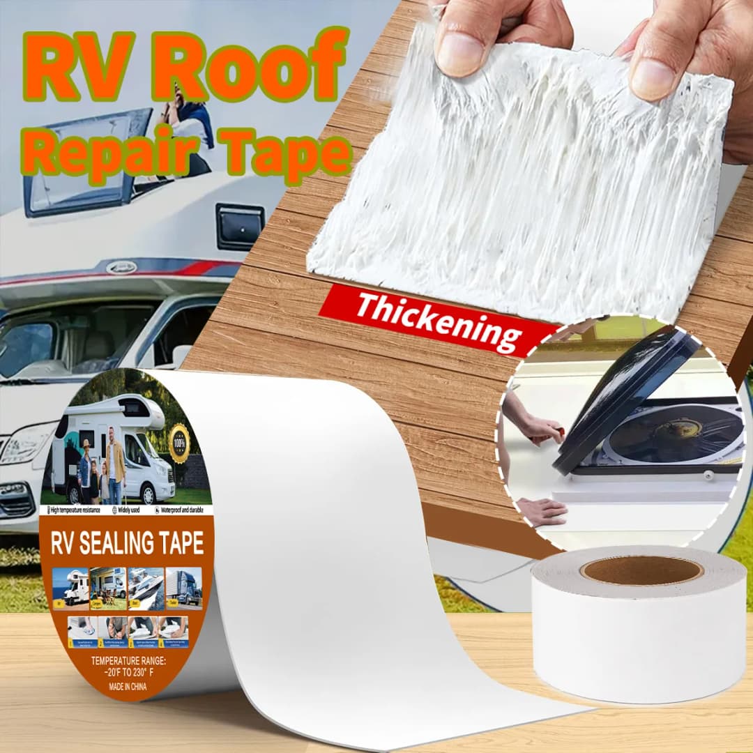 شريط عازل أبيض مقاوم للماء للمركبات الترفيهية - شريط عزل مقاوم للعوامل الجوية لإصلاح تسريبات الأسطح والمقطورات والقوارب