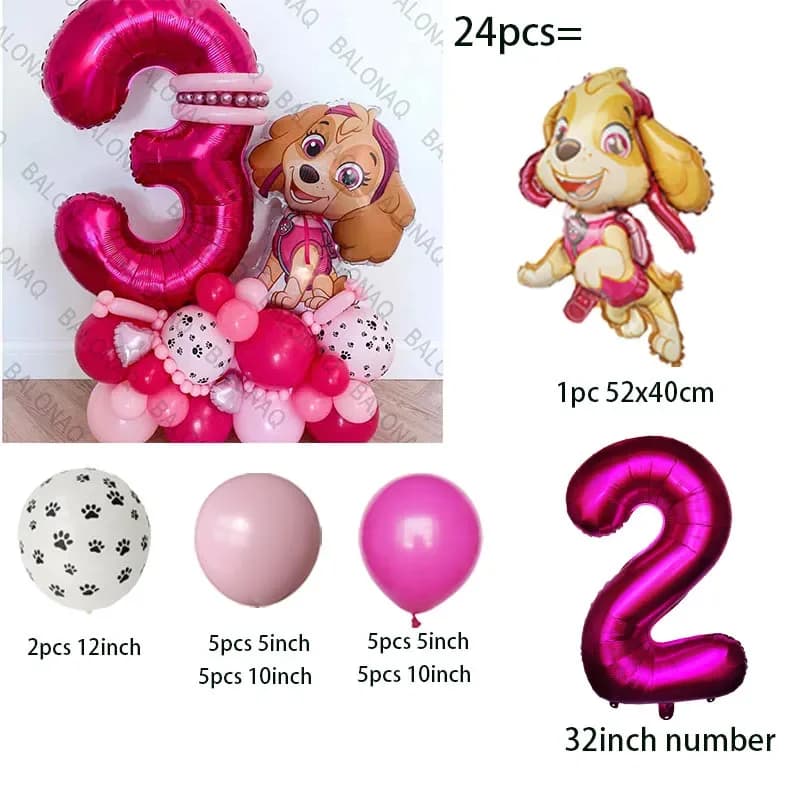 24pcs Cartoon Paw Patrol Ryder Chase Marshall Skye Aluminum Foil Balloon Children's Birthday Decoration Party Supplies Toy Gift - 3