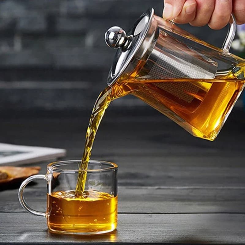 Heat Resistant Glass Teapot With Stainless Steel Coffee Infuser Heated Container Tea Pot Good Clear Kettle Square Filter Baskets - 4