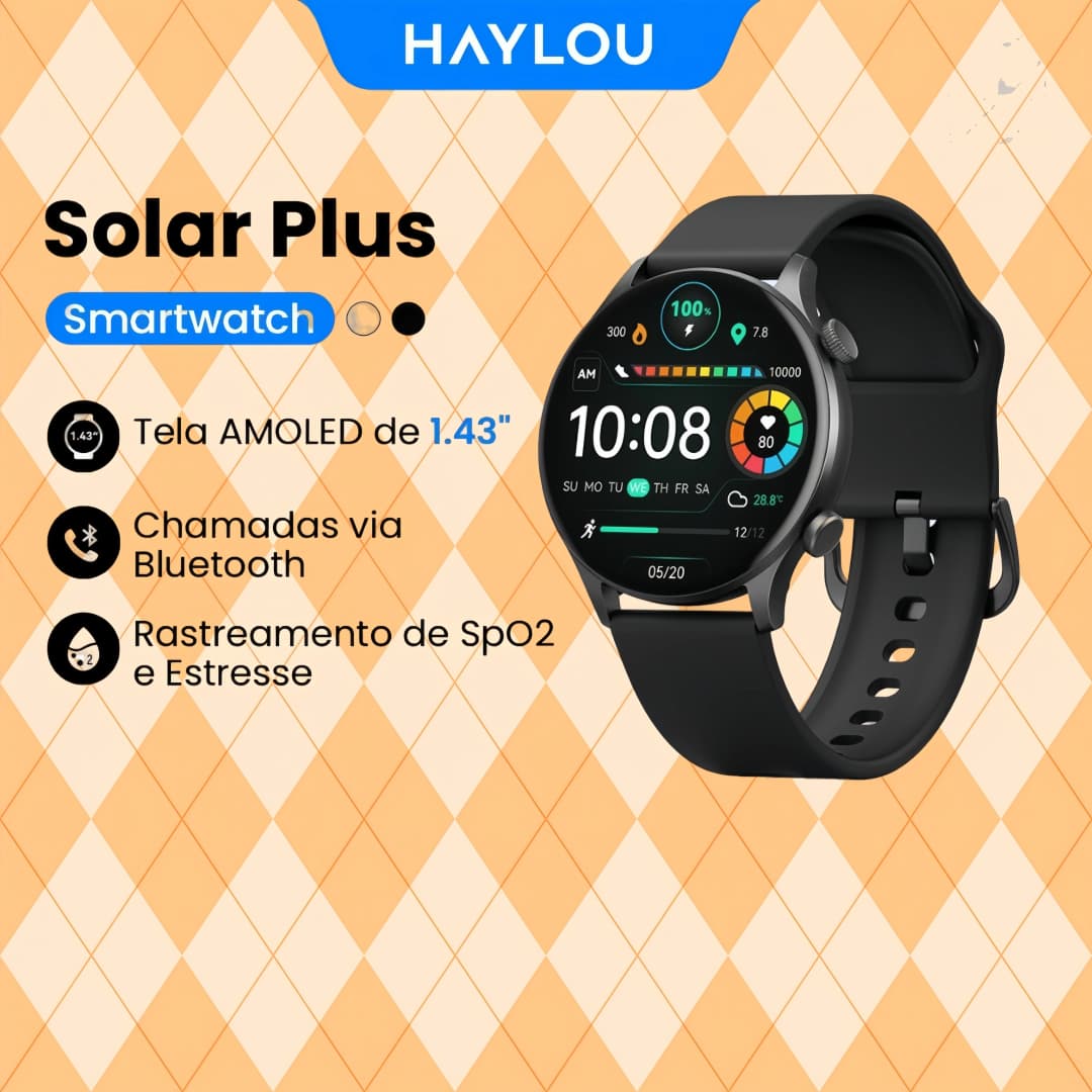 HAYLOU Solar Plus RT3 Smart Watch 1.43"AMOLED Display Bluetooth Phone Call Smartwatch Health Monitor IP68 Waterproof Sport Watch
