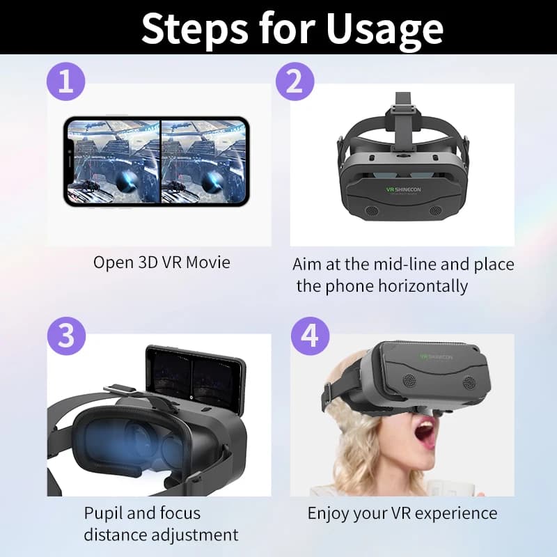 VR Glasses Virtual Reality Headset Viar Devices Helmet 3D Lenses Smart Goggles For Smartphones Phone Mobile Gogle Game Accessory - 4