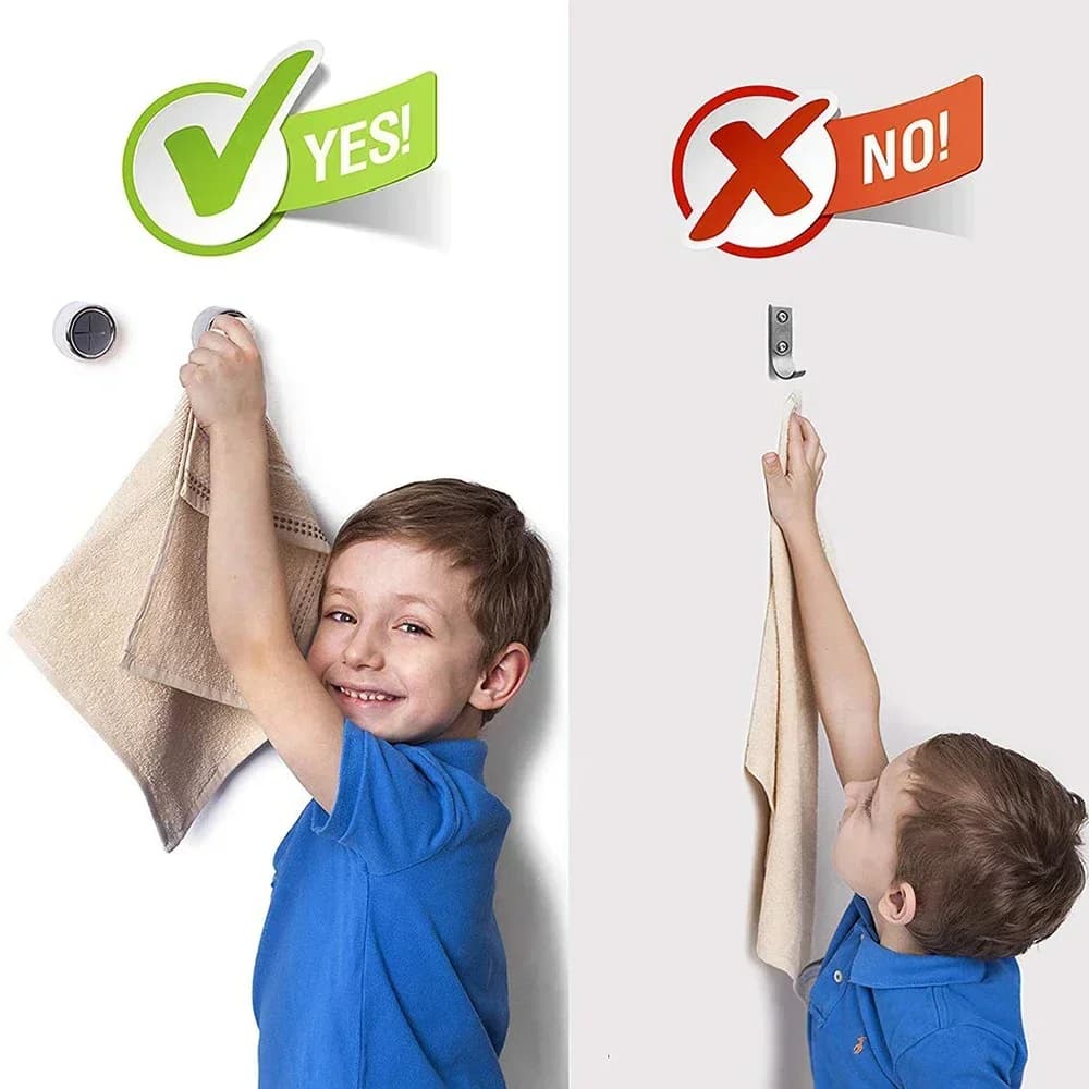 رفوف تخزين مناشف الحمام مع حامل ذاتي اللصق وخطافات تعليق مناشف المطبخ حامل مناشف دائري منظم مشابك تعليق مناشف المطبخ - 4