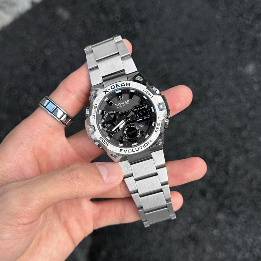 Men's Multi-Functional Stainless Steel Watch with Alarm Reminder Night Light Water Release And Rotating Windmill Feature - 2