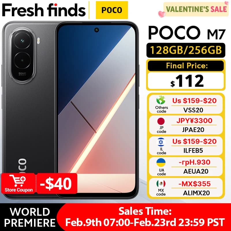 【عرض عالمي】 هاتف POCO M7 نسخة عالمية سناب دراجون 685 بطارية 7000 مللي أمبير كاميرا 50 ميجابكسل شاشة غامرة 6.9 بوصة FHD+ شحن 33 واط