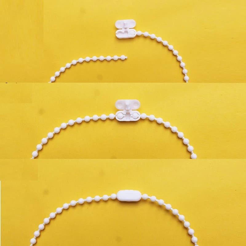 20 قطعة موصل سلسلة بلاستيكية بيضاء، حبات سلسلة ستائر رومانية عمودية، مشبك استبدال حبل الستائر - 2
