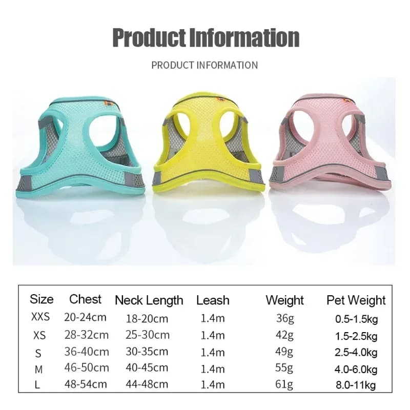 إكسسوارات للقطط والكلاب طوق أمان للكلاب الصغيرة سترة أمان للحيوانات الأليفة حبل صدر للكلاب أغطية قابلة للتنفس أحزمة قابلة للتعديل - 6