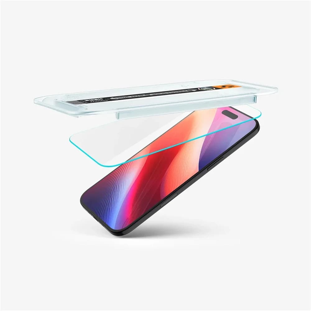 حامي شاشة Spigen Glas.tR EZ Fit من الزجاج المقسى عالي الدقة مع حماية المستشعر، 2 قطعة، متوافق مع iPhone 17 Pro Max و16 و15 و14 Plus - 6