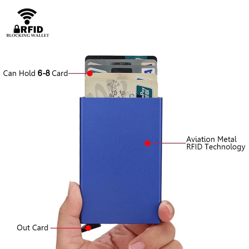 محفظة ذكية مزودة بتقنية RFID حامل بطاقات معدني رفيع ونحيف محافظ للرجال والنساء محفظة بوب أب صغيرة محفظة سوداء صغيرة للرجال - 4