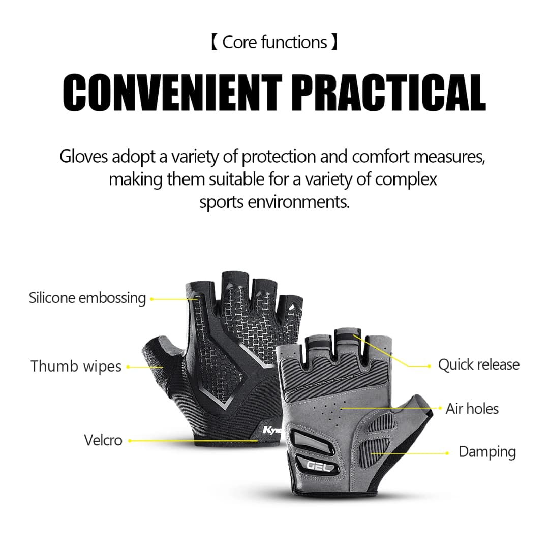 Summer Half-Finger MTB Cycling Gloves Black Liquid Silicone Shock-Absorbing Breathable Wear-resistant Sports Bike Fitness Gloves - 3