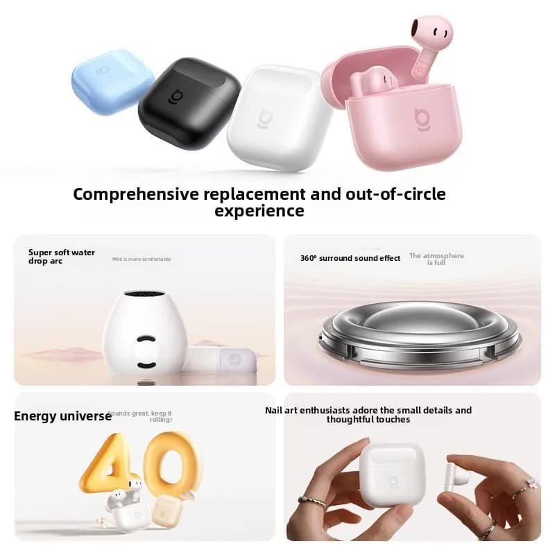 Baseus BS2 Lite 2025 Wireless Earbuds Semi In Ear Long Battery Life Ultra Mini for iPhone Xiaomi Huawei - 2