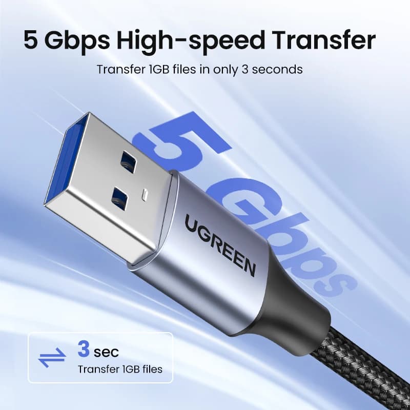 Ugreen كابل تمديد USB 3.0 من ذكر إلى أنثى كابل بيانات USB3.0 موسع للكمبيوتر والتلفزيون - 2