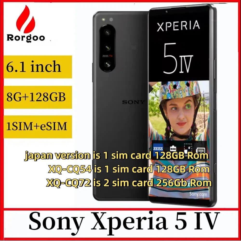 سوني اكسبيريا 5 اي في 5جي 5IV XQ-CQ54 XQ-CQ72 ياباني 128 روم 256 جيجابايت 6.1 بوصة اوليد سنابدراجون اوكتا كور ان اف سي هاتف اندرويد اصلي