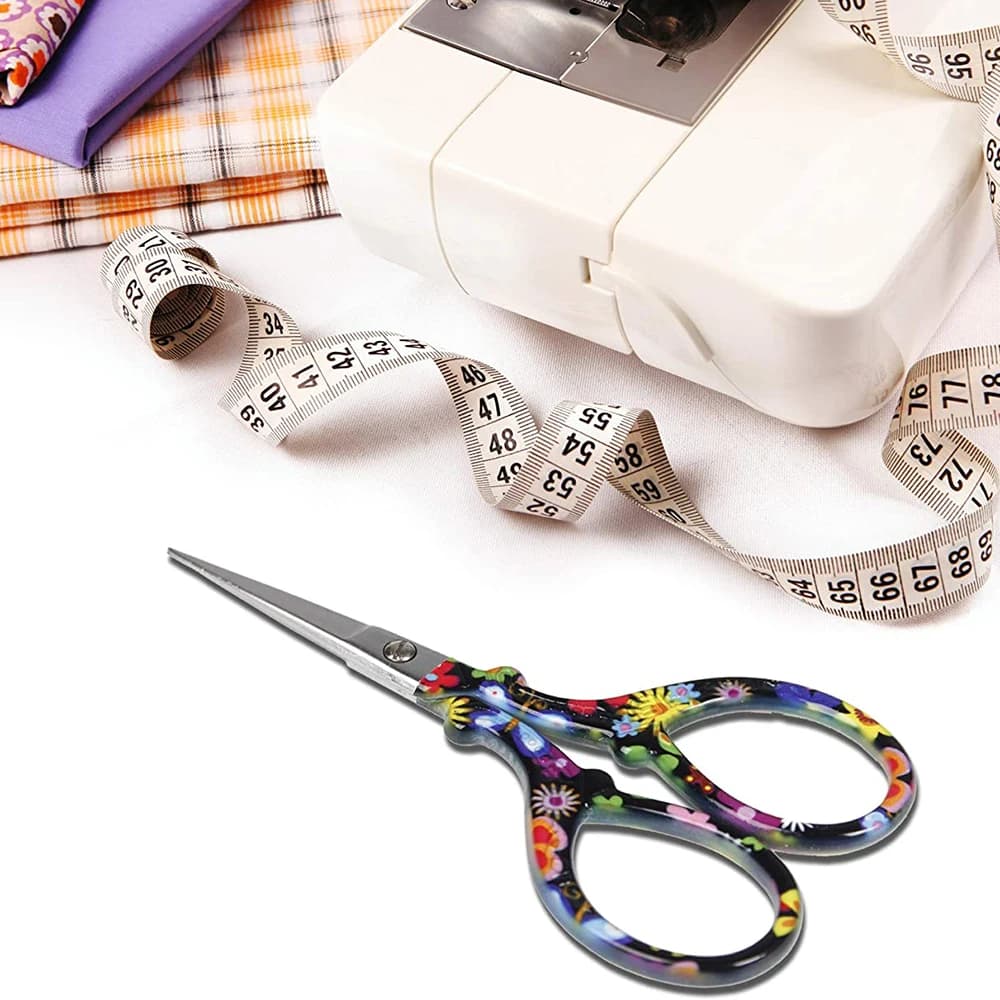 مقص تطريز حاد مع غطاء جلدي لأعمال الخياطة والحرف اليدوية وأدوات الحرف اليدوية - 4