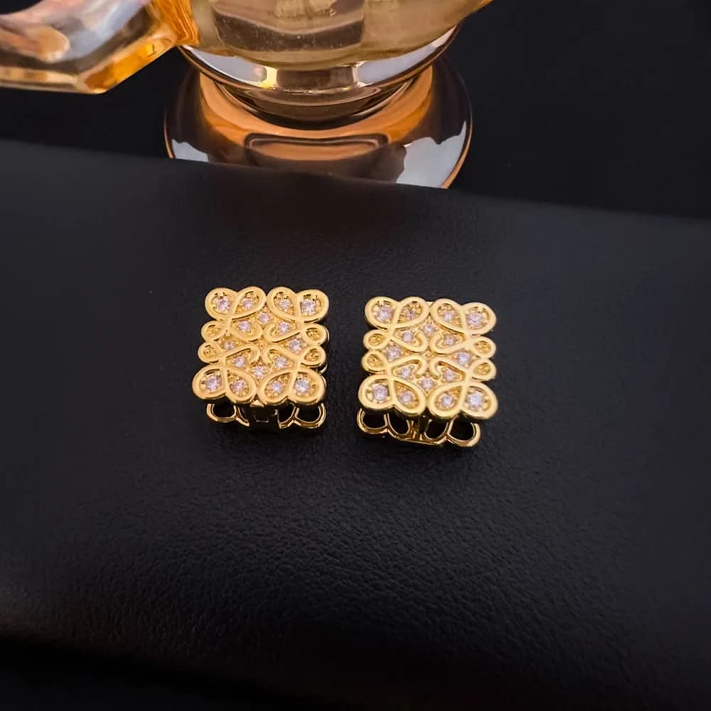 أقراط فاخرة صغيرة، تصميم هندسي أجوف، مرصعة بالماس، مجوهرات أذن متنوعة، تصميم مريح، اكسسوارات عصرية - 4