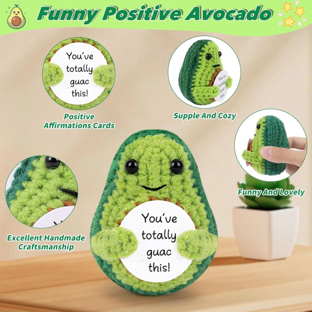 Positive Energy Pocket Hug Crochet Doll, Mini Handmade Knitted Plush Potato Turtle Vegetable Duck Funny Support Gift with Card - 6