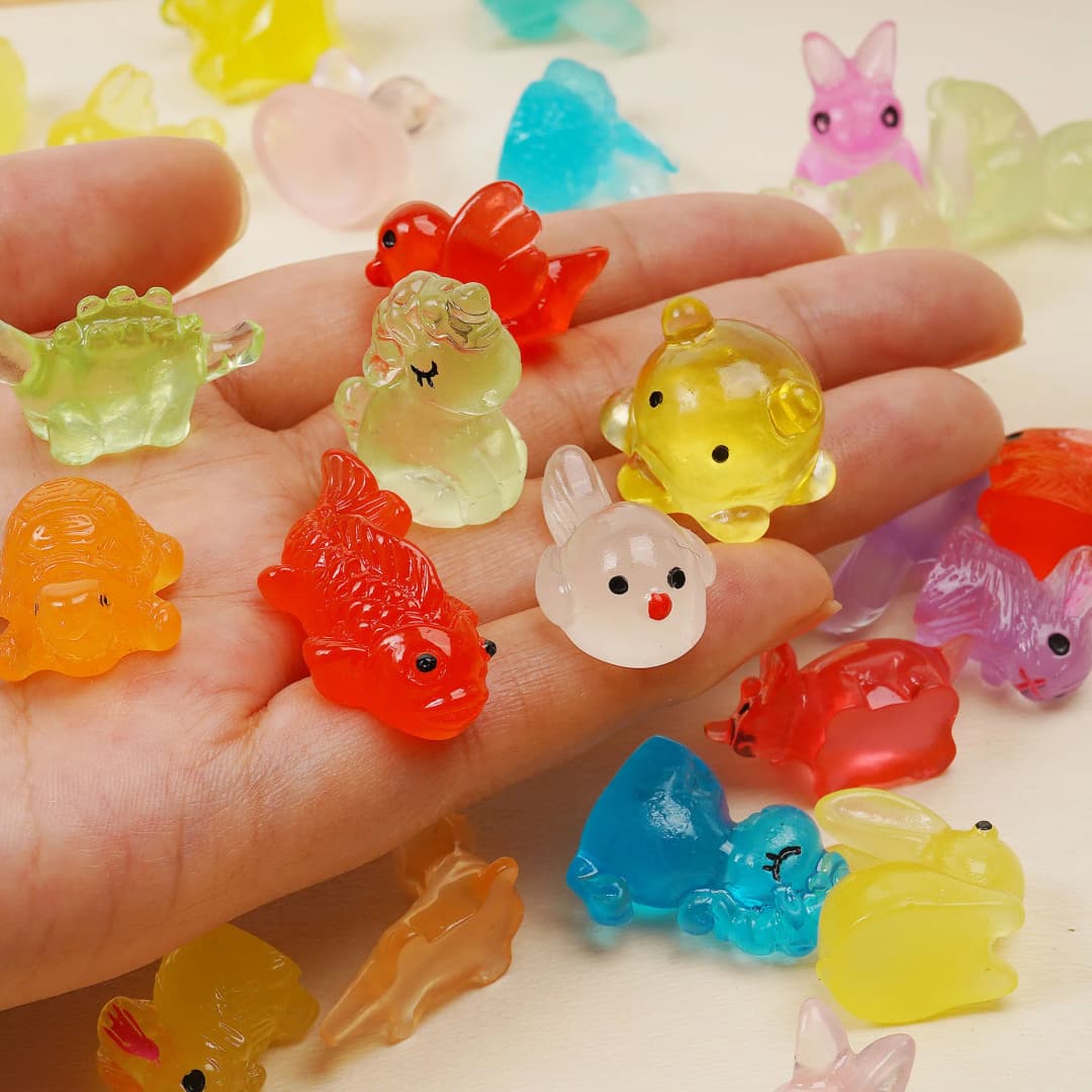 50 PCS Luminous Mini Resin Animals 50 Styles Miniatures Glow in The Dark Tiny Little Figures to Hide Small Duck Figures - 3