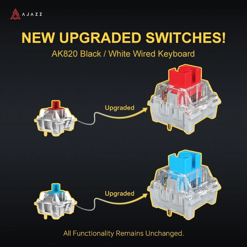 Ajazz AK820/AK820Pro لوحة مفاتيح ميكانيكية للألعاب بلوتوث 5.1/لوحة مفاتيح مخصصة لاسلكية/C-سلكية مع مقبض حشية قابلة للتبديل السريع - 2