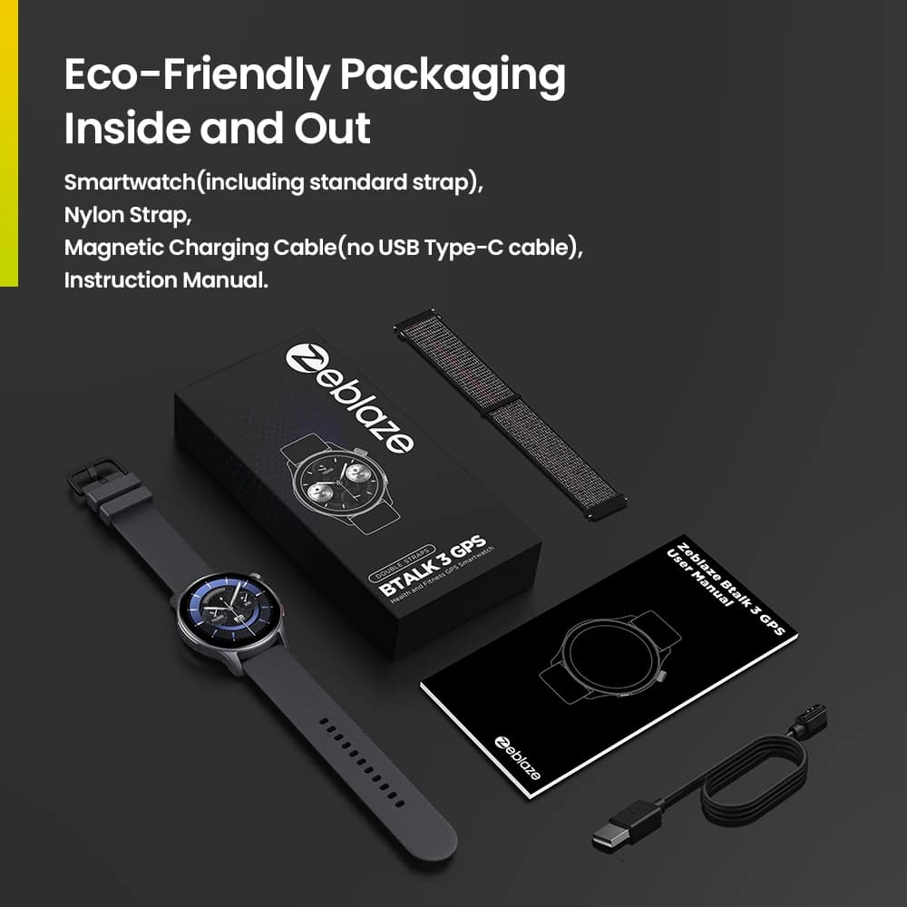 ساعة ذكية جديدة Zeblaze Btalk 3 مزودة بنظام تحديد المواقع العالمي (GPS) وشاشة AMOLED مقاس 1.43 بوصة وحزام مزدوج ومكالمات بلوتوث وساعة رياضية لتتبع معدل ضربات القلب ومستوى الأكسجين في الدم والإجهاد - 6