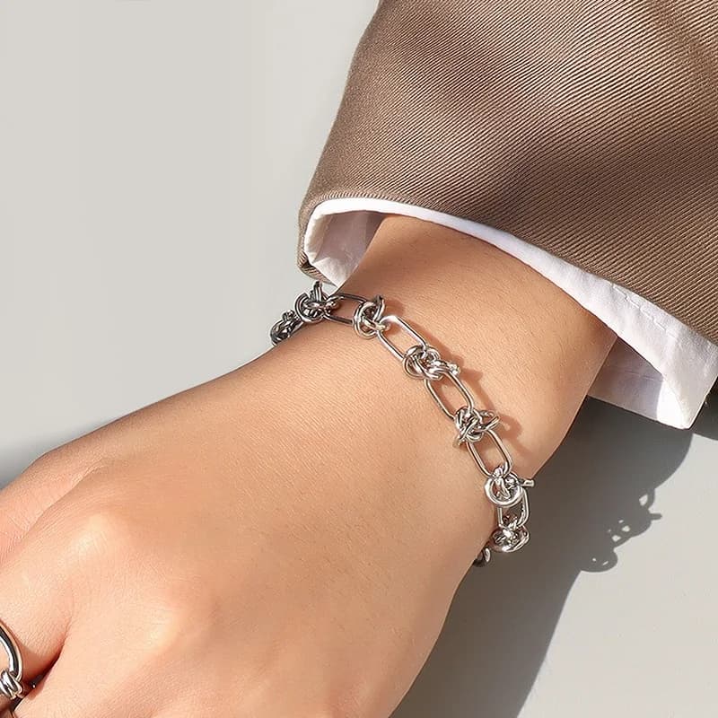 316L Stainless Steel Cuban Chain Bracelet for Men Women Figaro  Vintage Metal Viking Kpop Pulseras Emo Cute Luxury Jewelry Gift - 4