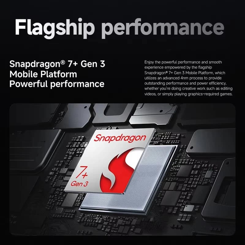الإصدار العالمي لجهاز شاومي باد 7، معالج سناب دراجون 7+ الجيل الثالث ثماني النواة، بطارية 8850 مللي أمبير، كاميرا 13 ميجابكسل، شاشة 11.2 بوصة بدقة 3.2K ومعدل تحديث 144 هرتز - 3
