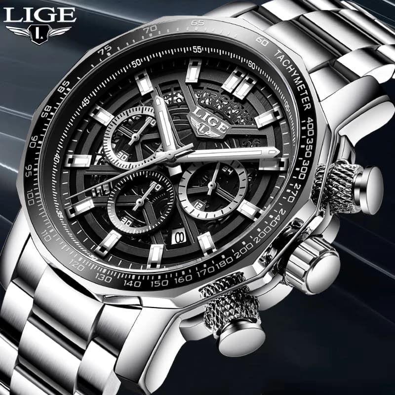 LIGE Sport Watches For Men Fashion Military Waterproof Chronograph Top Brand Luxury Luminous Quartz Wristwatch Men Reloj Hombre