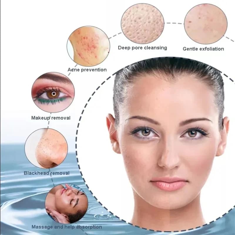 فرشاة تنظيف كهربائية محمولة 6 في 1 من السيليكون لتنظيف مسام الوجه وتقشير فرشاة تنظيف سونيك مقاومة للماء - 3