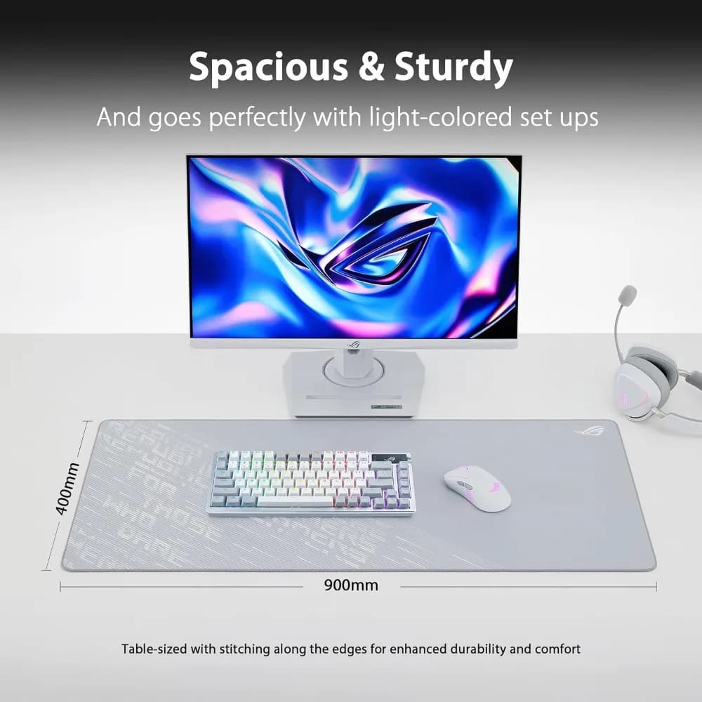 ASUS ROG Scabbard II Arctic Gray Gaming Mouse Pad Soft Cloth Surface Water/Oil/Dust-Resistant, Anti-Fray Edges, Non-Slip Base - 6