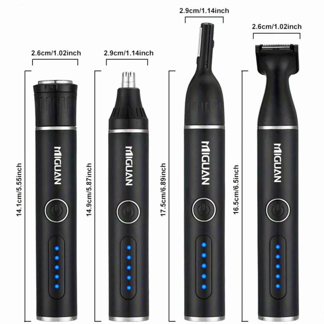طقم العناية الشخصية للرجال 4 في 1، تشذيب الأنف واللحية والحاجب والمناطق الحساسة، متعدد الوظائف - 2