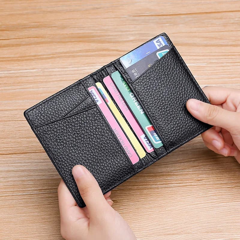 YUECIMIE Super Slim Soft Wallet Genuine Leather Mini Credit Card Holder Wallets Purse Thin Small Card Holders Men Wallet - 3