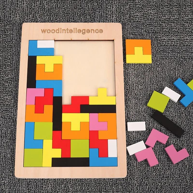 لعبة بازل ثلاثية الأبعاد من الخشب Montessori، قطع روسية Tangram، لعبة تعليمية للأطفال من Gowinbaby - 6